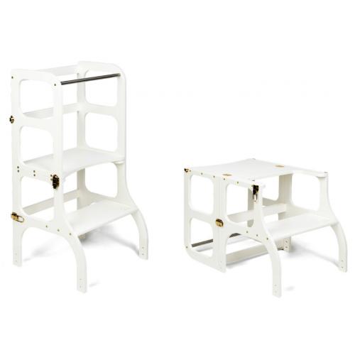 Ette Tete Leertoren Step'n Sit | Inklapbaar tot tafel en stoel | Wit met goud