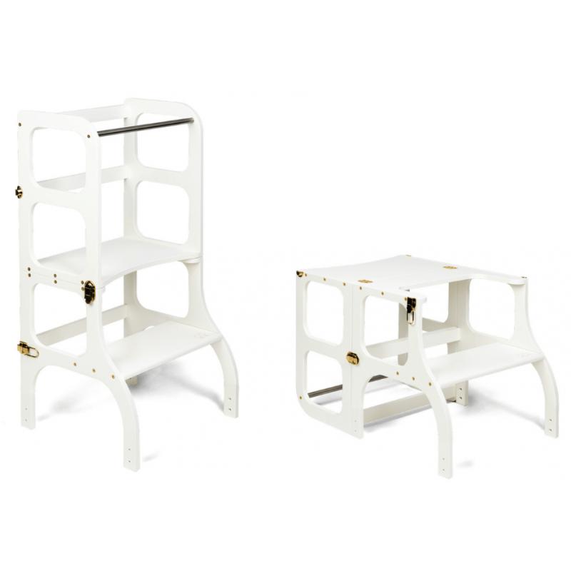 Ette Tete Leertoren Step'n Sit | Inklapbaar tot tafel en stoel | Wit met goud