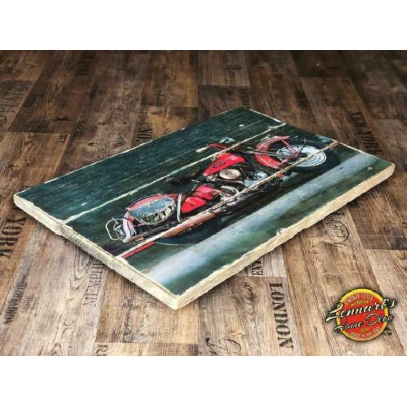 1946 Harley Davidson Wand/Muurdecoratie van Hout