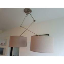 Verstelbare hanglamp 2 taupe kappen