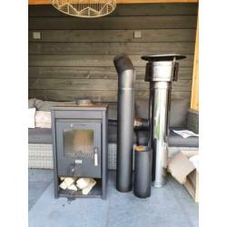 Cosi stove mid buitenkachel met kachelpijp