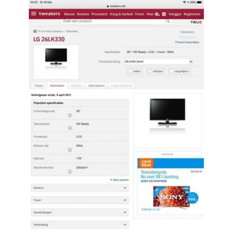 LG televisie 26inch