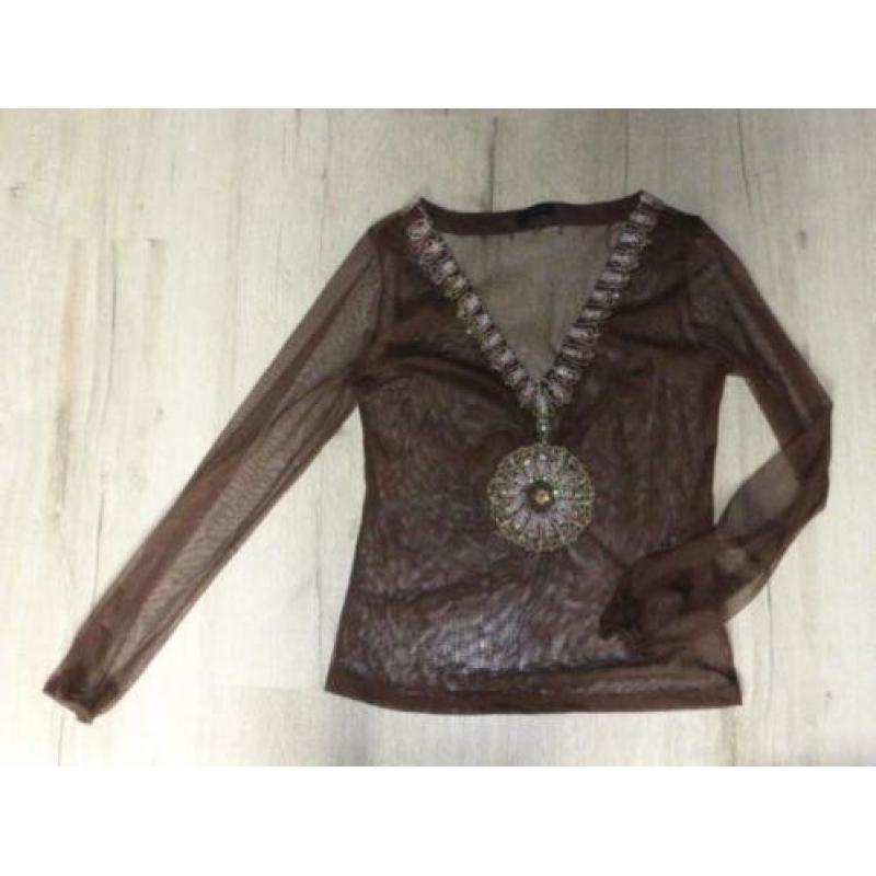 Vero moda mooi beige doorschijnende shirt mt. L valt kleiner