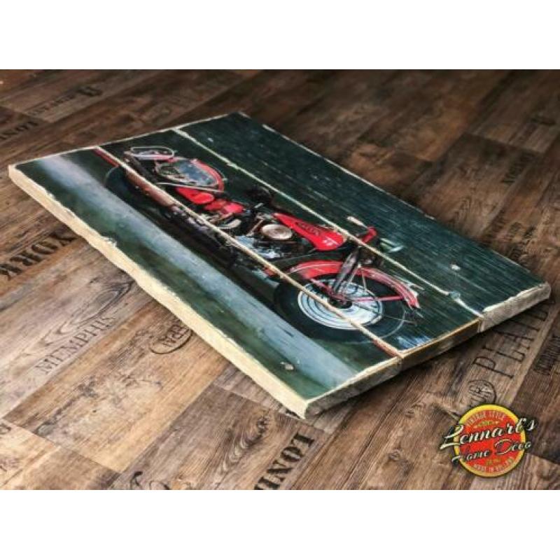 1946 Harley Davidson Wand/Muurdecoratie van Hout