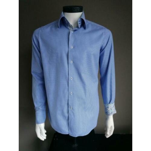 Suitable overhemd. Blauw Wit motief. Maat 39/ M.