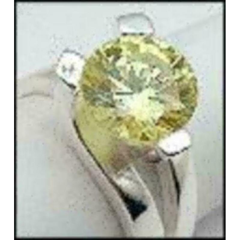 Exclusieve ring echt zilver met gele Zirkonia (–60%) ~ 52162