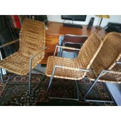 4 Loom RVS design eetkamer stoelen rotan koopje!