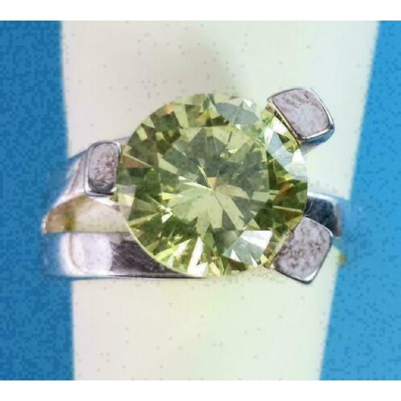 Exclusieve ring echt zilver met gele Zirkonia (–60%) ~ 52162