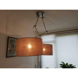 Verstelbare hanglamp 2 taupe kappen
