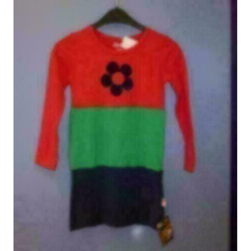 Janey nieuwe jurk rood groen blauw vilten bloem 98-104 21146