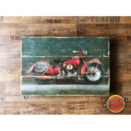 1946 Harley Davidson Wand/Muurdecoratie van Hout