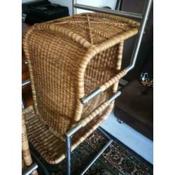4 Loom RVS design eetkamer stoelen rotan koopje!