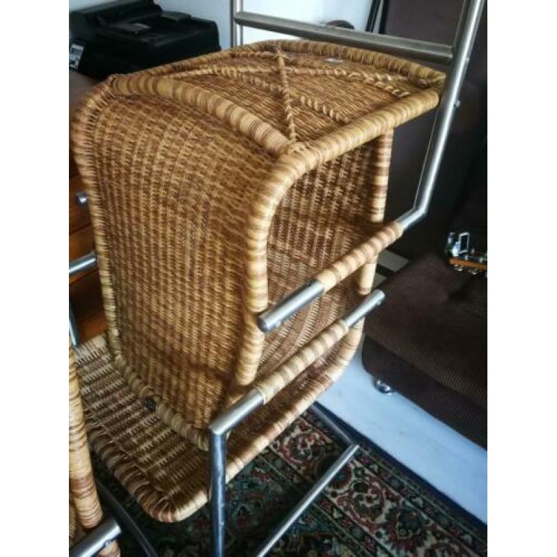 4 Loom RVS design eetkamer stoelen rotan koopje!