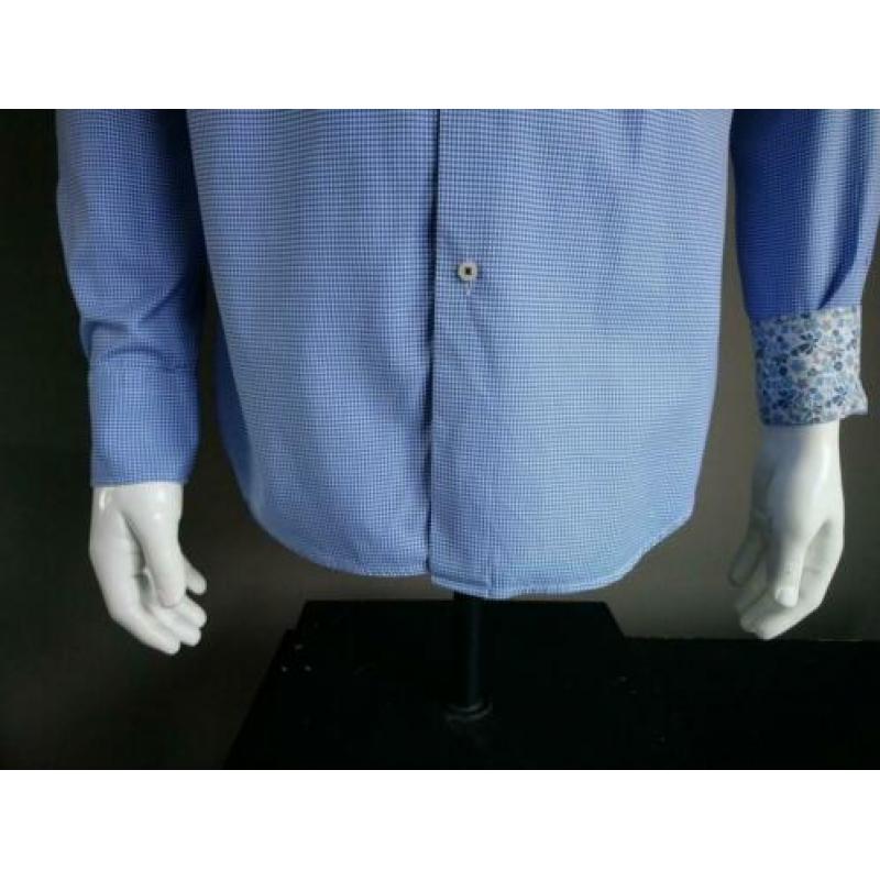 Suitable overhemd. Blauw Wit motief. Maat 39/ M.