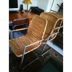 4 Loom RVS design eetkamer stoelen rotan koopje!
