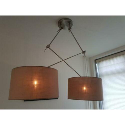 Verstelbare hanglamp 2 taupe kappen