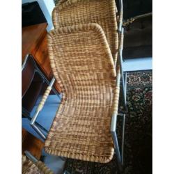 4 Loom RVS design eetkamer stoelen rotan koopje!