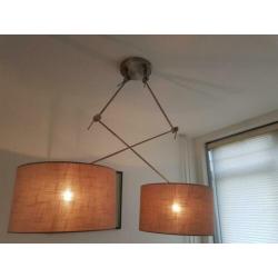 Verstelbare hanglamp 2 taupe kappen