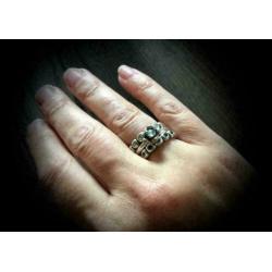 Pandora ring bloem topaas zilver en goud 14 Karaats 18 mm
