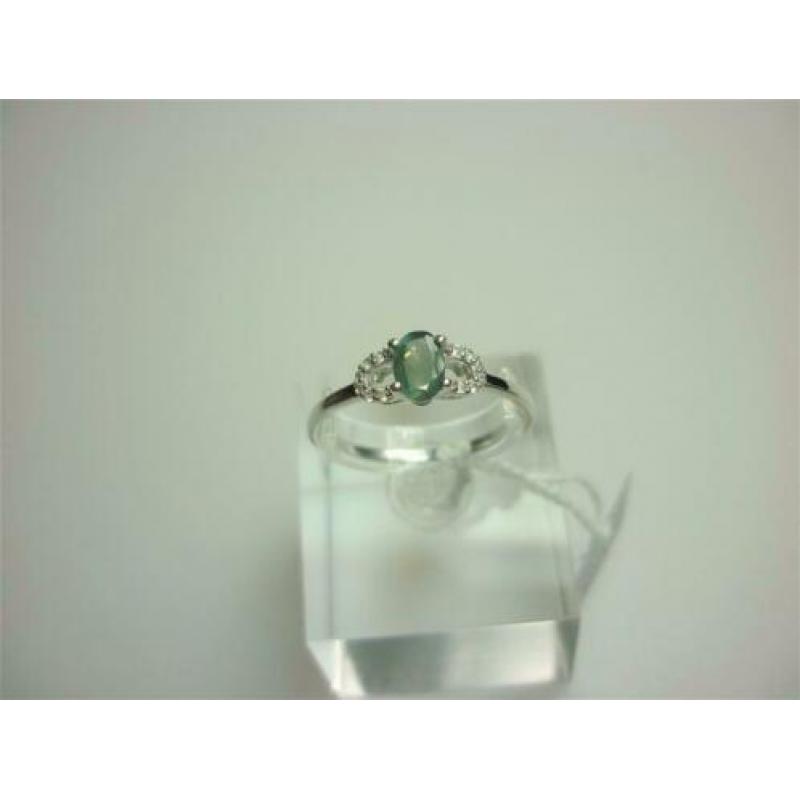 Ring wit goud + smaragd & diamanten / Z6297