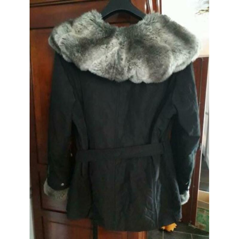 Damesjas winterjas mt 42/44 Gerry Weber zwart met nepbont