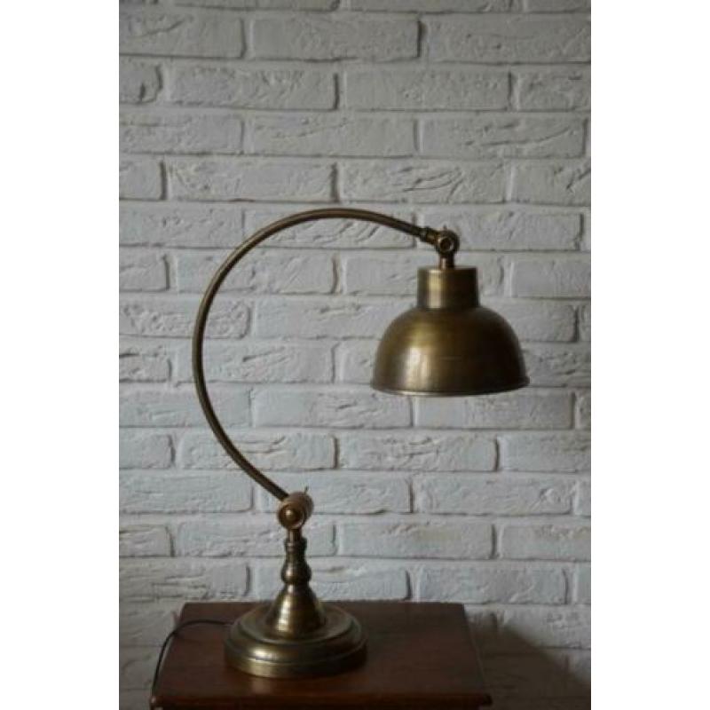 Zeer grote robuuste bronzen bureaulamp / tafellamp