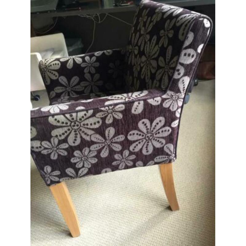 Stoel Fauteuil 2 Stuks Bruin Taupe Bloem