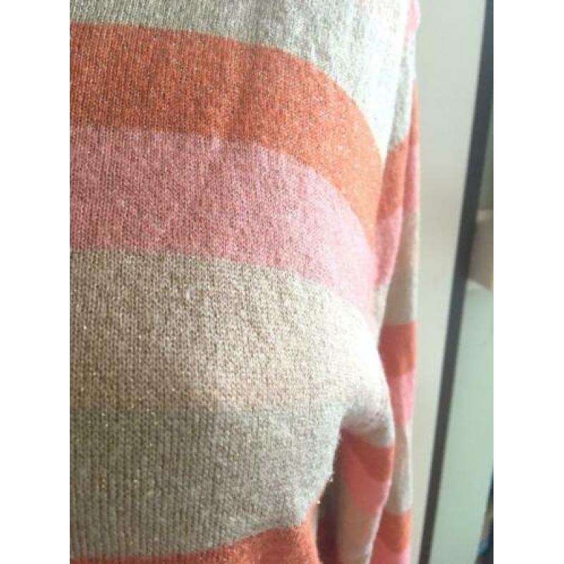 Rabens Saloner trui glitter gestreept M 38 40 beige roze