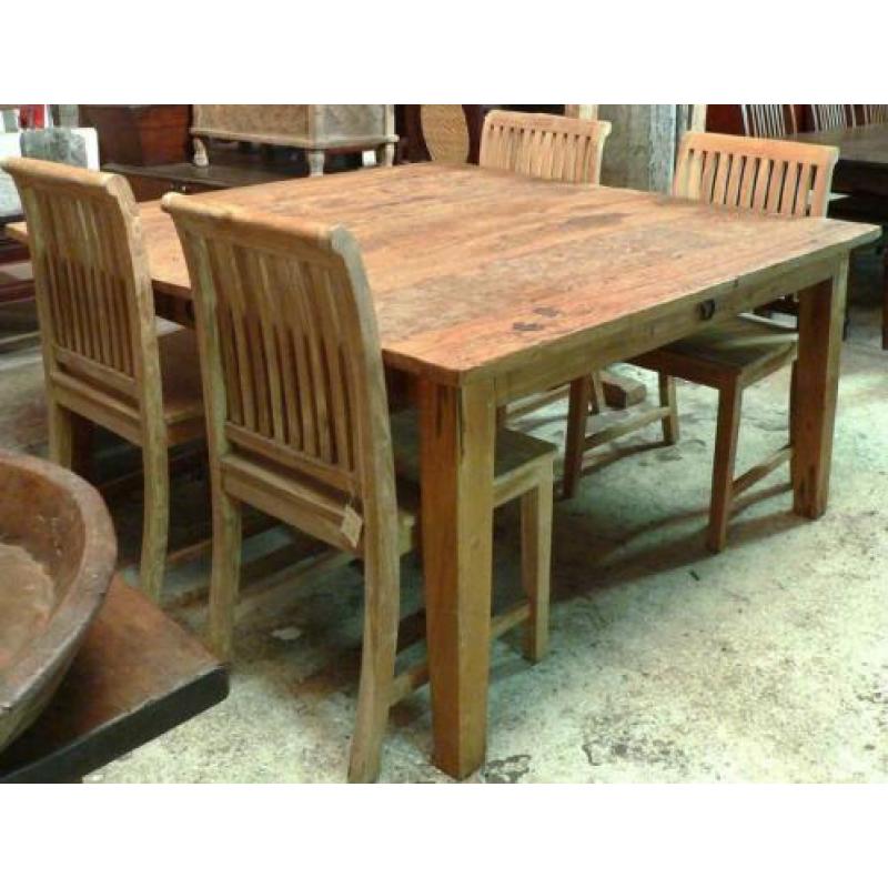 AANBIEDING: EET TAFELS nu 50% KORTING antiek oud teak tafel