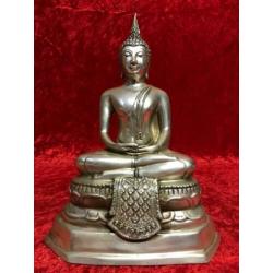 Innerlijke rust brons verzilverd buddha beeld