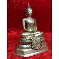 Innerlijke rust brons verzilverd buddha beeld