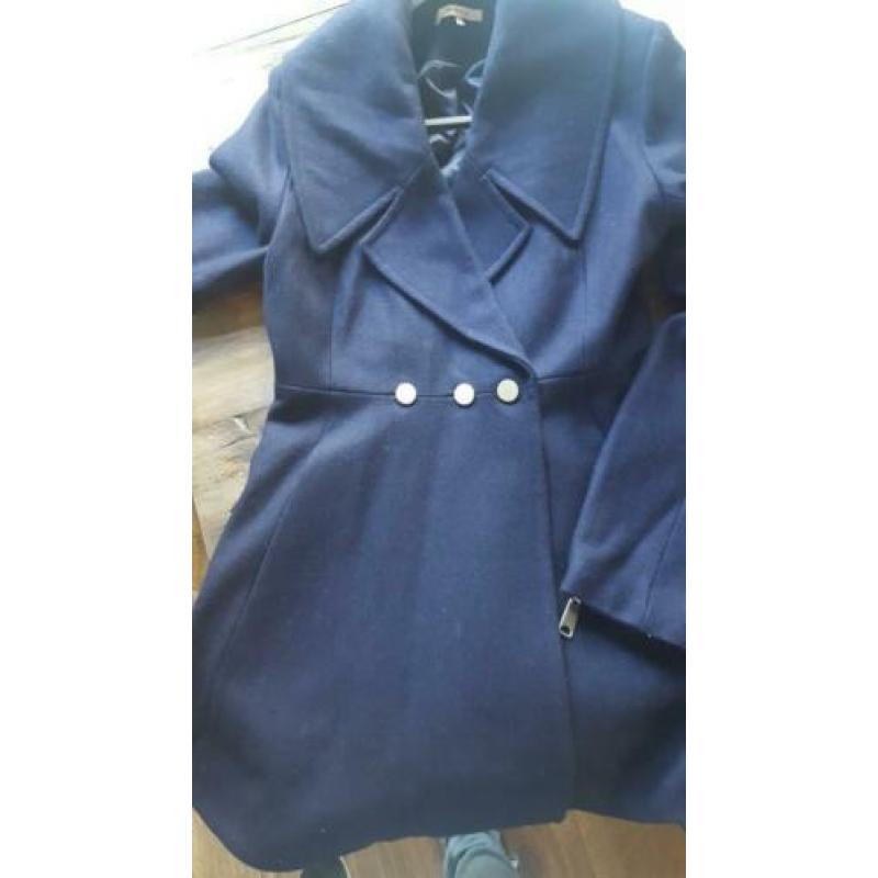 Nikkie wollen dames jas in donkerblauw maat 40