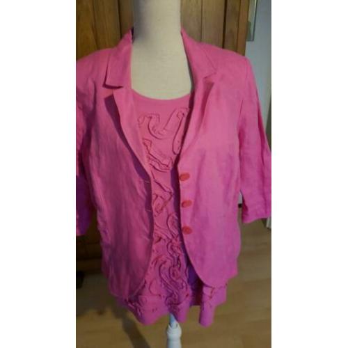 Mooie zgan LINNEN colbert en shirt Laura di SARPI MAAT 46
