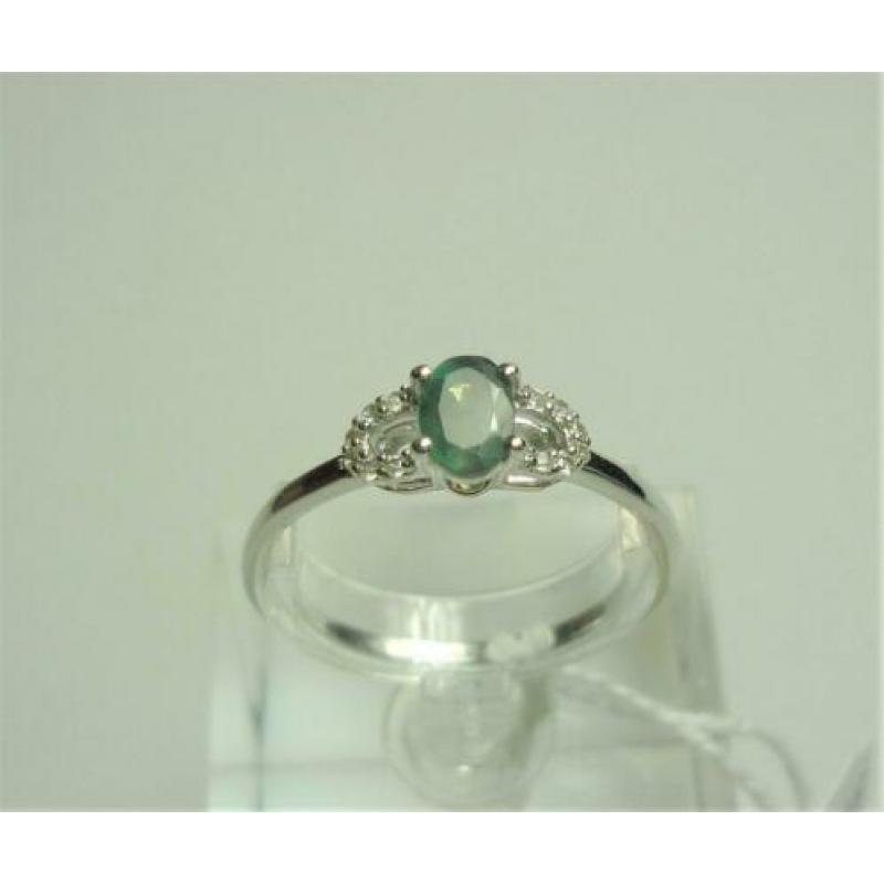 Ring wit goud + smaragd & diamanten / Z6297