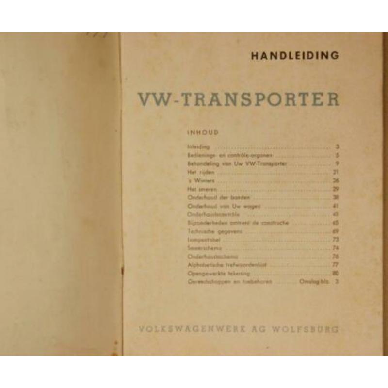 VW T1 Transporter 1962 / Orgn. NL Handleiding