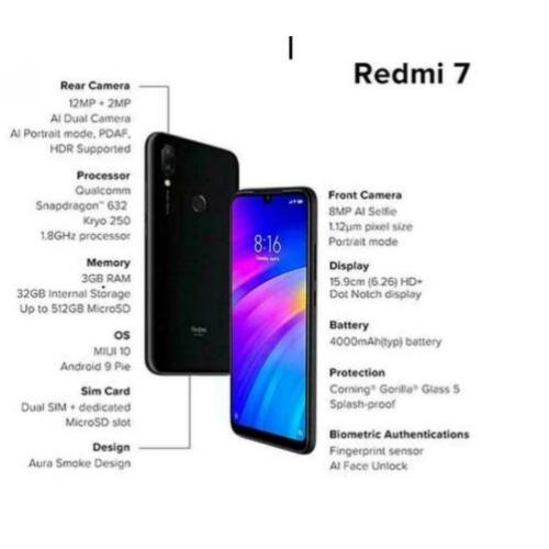 niuew in doos zeer mooie gsm xomi redmi 7 dubbel sim groot s