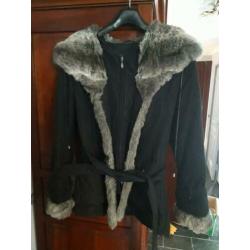 Damesjas winterjas mt 42/44 Gerry Weber zwart met nepbont