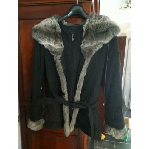 Damesjas winterjas mt 42/44 Gerry Weber zwart met nepbont