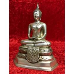 Innerlijke rust brons verzilverd buddha beeld
