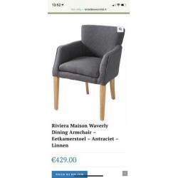 Rivièra Maison waverly dining armchair grijs 3st.