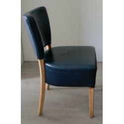 6 blauwe leren eetkamerstoelen