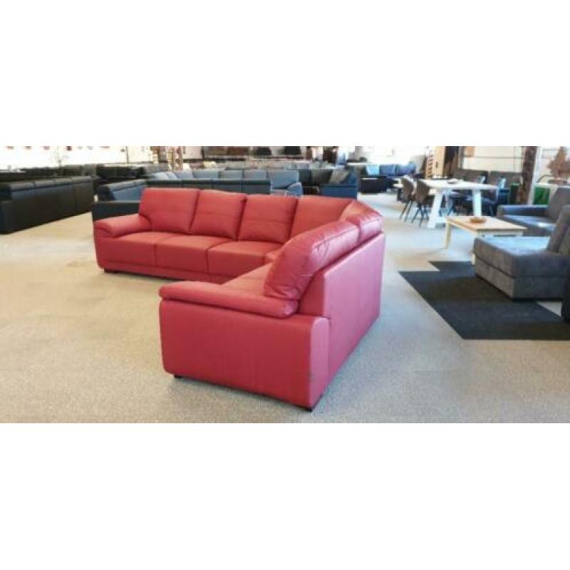 &01 rood leder hoekbank