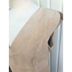Steps suede jurk XL= 40 beige leren jurk als nieuw