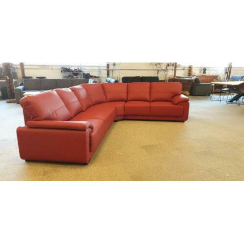 &01 rood leder hoekbank