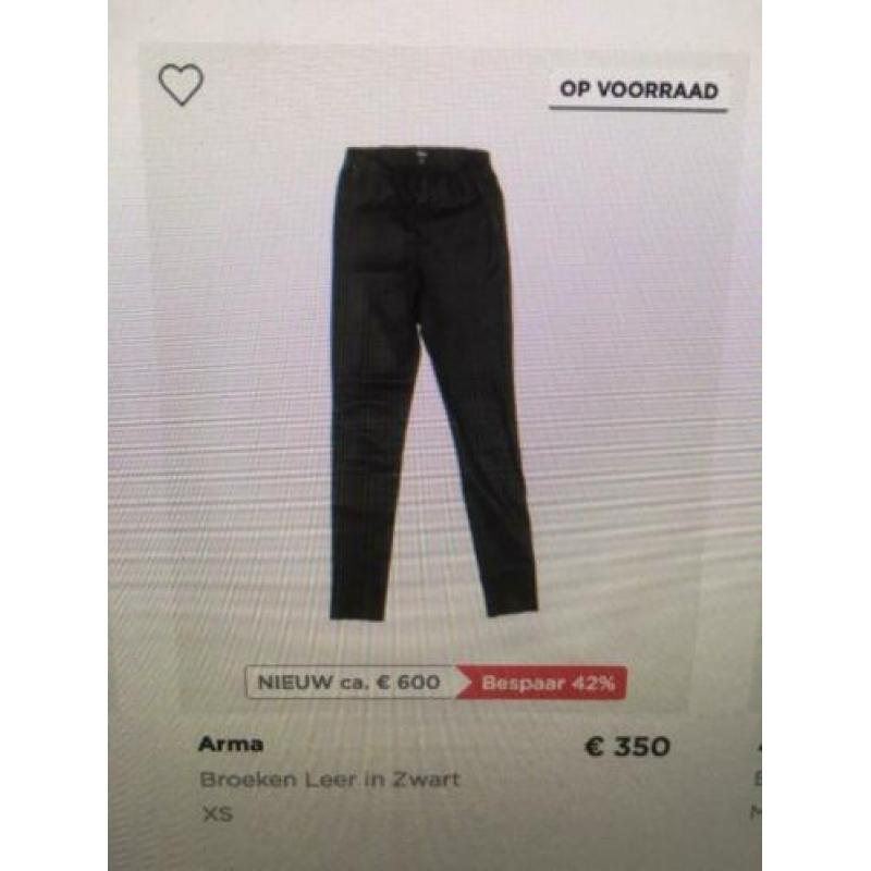 40=ARMA= ZWART echt leren BROEK (nw 600,00 )BIJENKORF