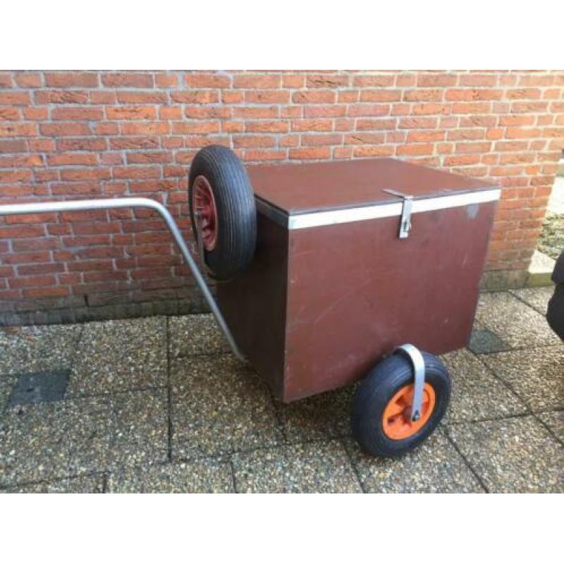 Een degelijke fietskar incl bevestiging voor aan de fiets.