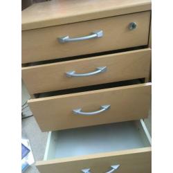hout met rvs bureau met ladeblok