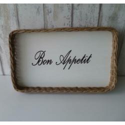 Dienblad Bonn Appetit rotan riet met houten bodem 2 maten