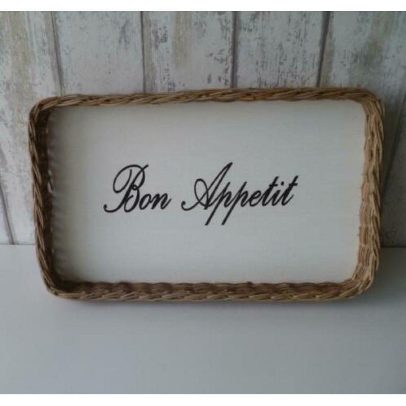 Dienblad Bonn Appetit rotan riet met houten bodem 2 maten