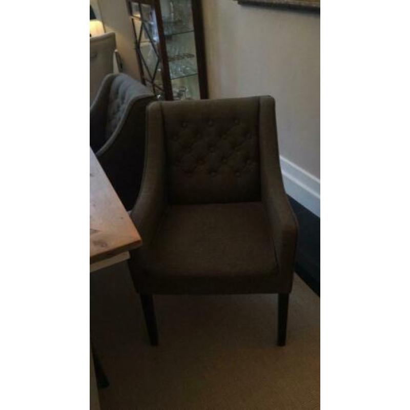 Rivièra Maison stijl eetkamerstoelen gecapitonneerd bruin x2
